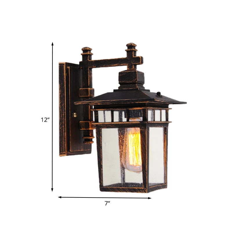 Retro vogelkooi wandlamp met enkele kop, helder glazen wandlamp brons Clearhalo