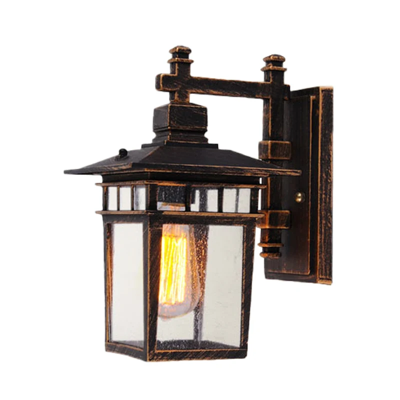 Retro vogelkooi wandlamp met enkele kop, helder glazen wandlamp brons Clearhalo