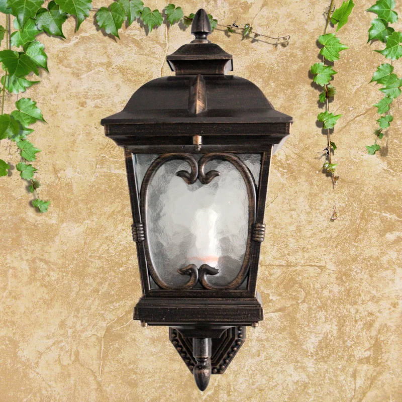 Rimpel glazen vogelkooi wandkandelaar Retro enkel licht buiten wandgemonteerd licht brons Clearhalo
