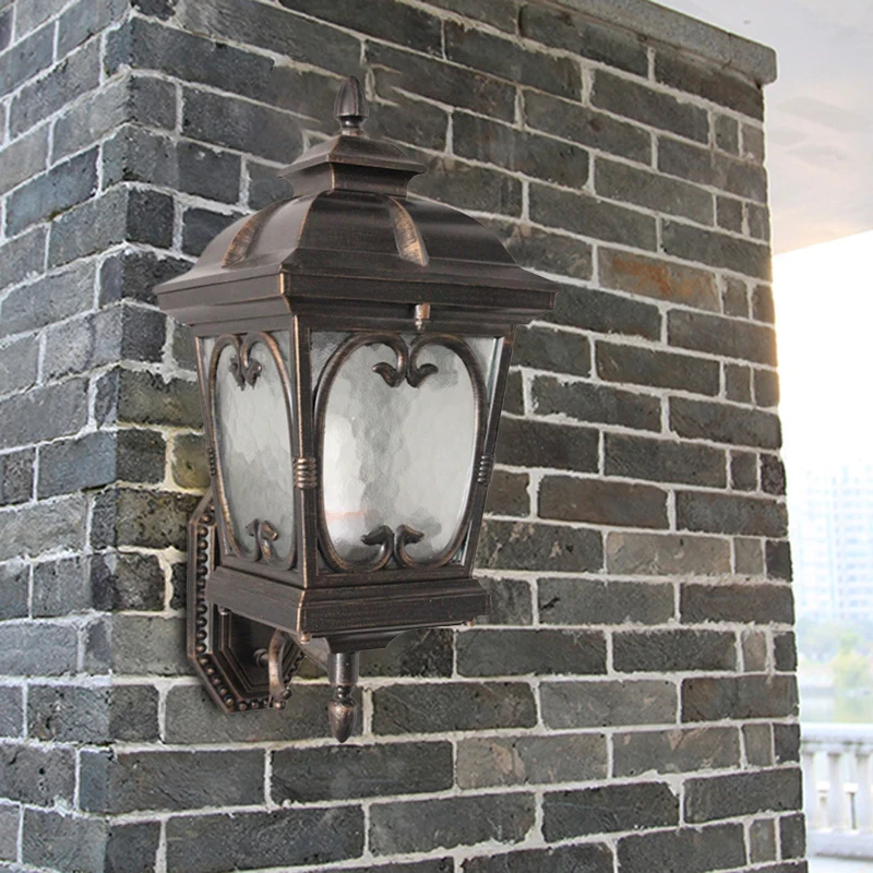 Rimpel glazen vogelkooi wandkandelaar Retro enkel licht buiten wandgemonteerd licht brons Clearhalo
