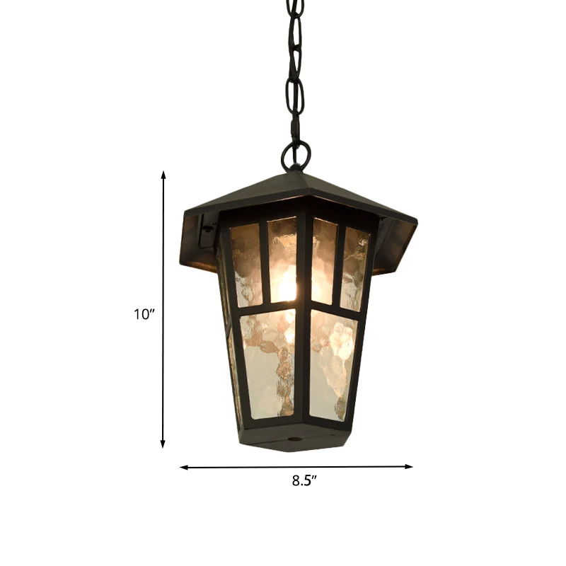 Rimpelglas Zwart Druppellamp Vogelkooi Enkele kop Retro Hanglamp voor buiten Clearhalo
