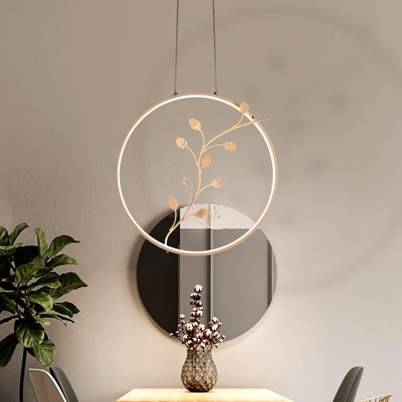Ring Acryl Hanglamp Minimalistische LED Witte Hanglamp met Tak Deco Warm/Wit Licht Clearhalo