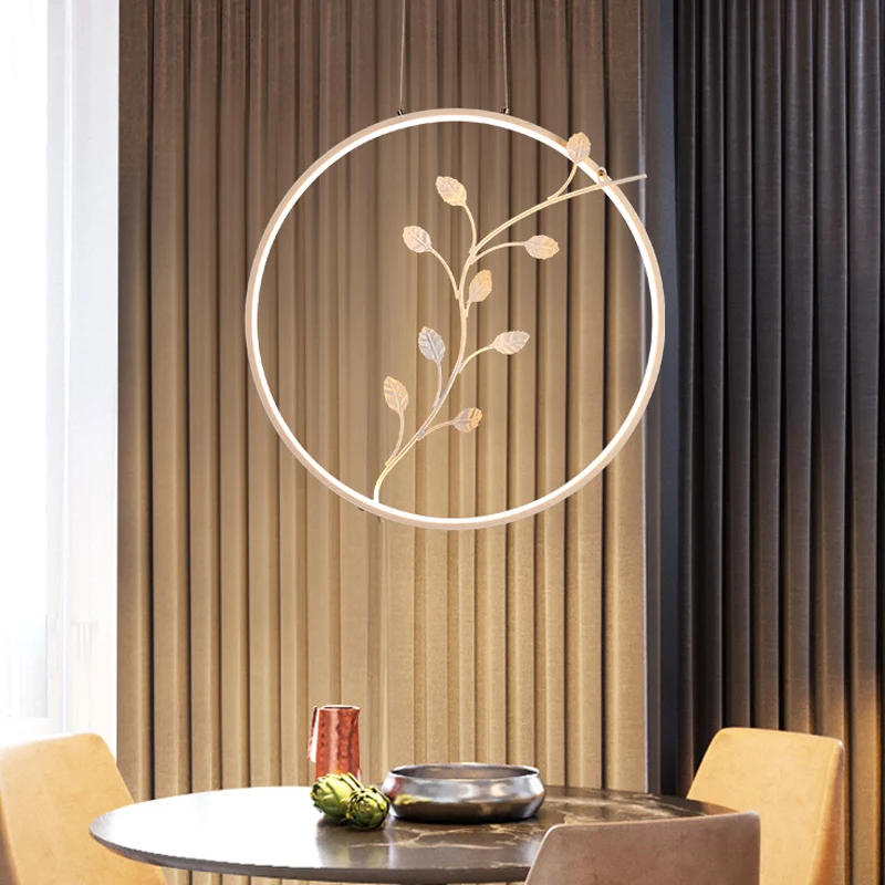 Ring Acryl Hanglamp Minimalistische LED Witte Hanglamp met Tak Deco Warm/Wit Licht Clearhalo