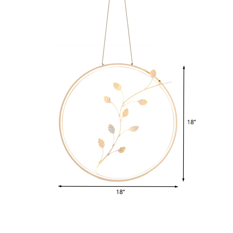 Ring Acryl Hanglamp Minimalistische LED Witte Hanglamp met Tak Deco Warm/Wit Licht Clearhalo