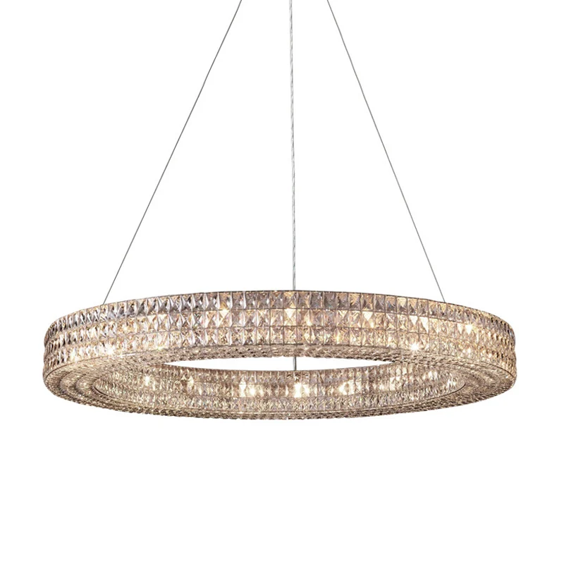 Ring Clear K9 Kristallen Plafond Hanglamp Eenvoudig 8/9 Hoofden Woonkamer Kroonluchter Licht Clearhalo