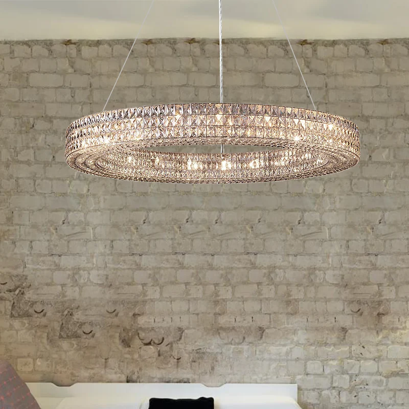 Ring Clear K9 Kristallen Plafond Hanglamp Eenvoudig 8/9 Hoofden Woonkamer Kroonluchter Licht Clearhalo