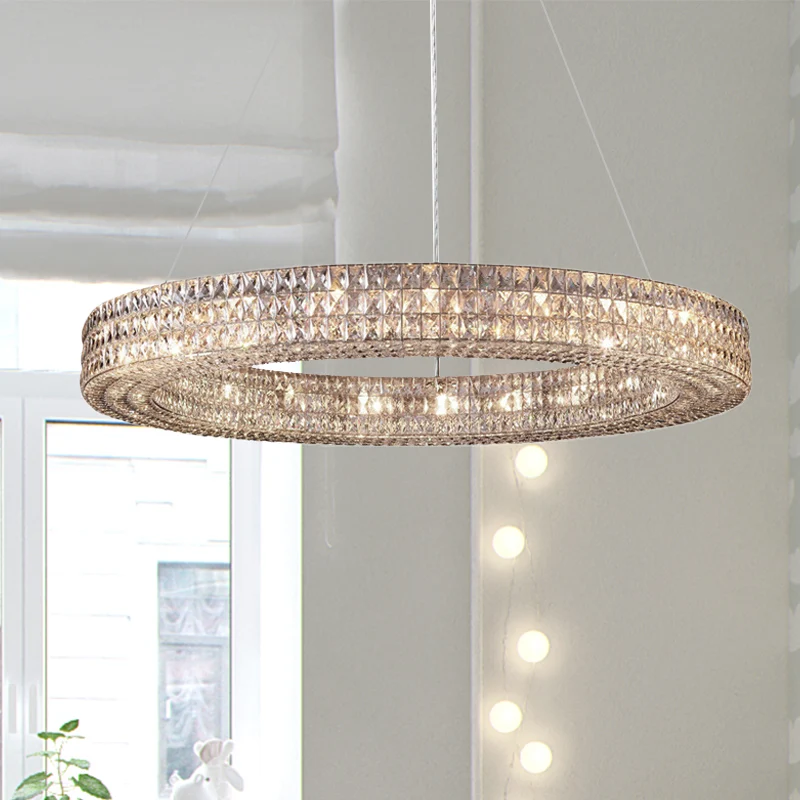 Ring Clear K9 Kristallen Plafond Hanglamp Eenvoudig 8/9 Hoofden Woonkamer Kroonluchter Licht Clearhalo