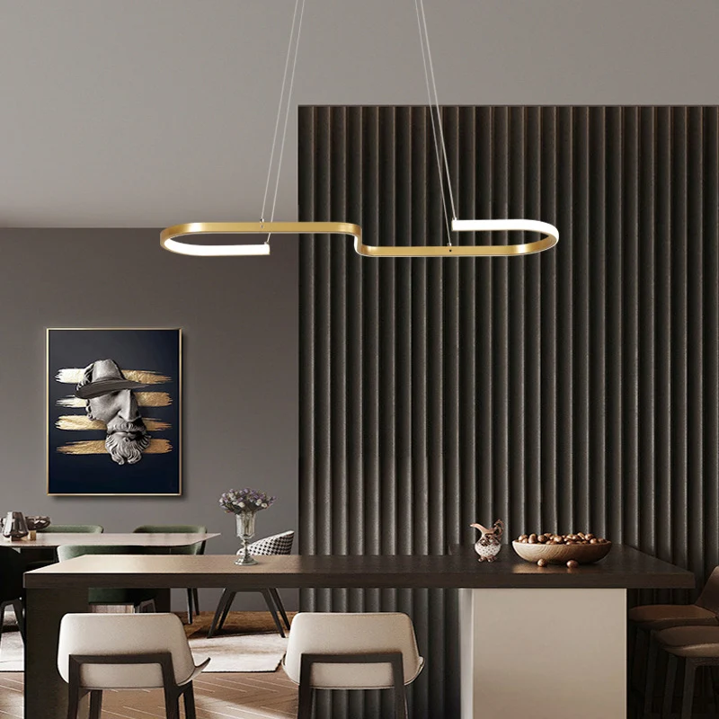 Ring en Curve eetkamer eiland hanglamp Metal Simplicity LED-plafondlamp Clearhalo