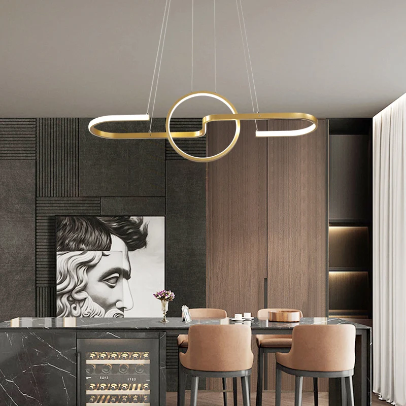 Ring en Curve eetkamer eiland hanglamp Metal Simplicity LED-plafondlamp Clearhalo