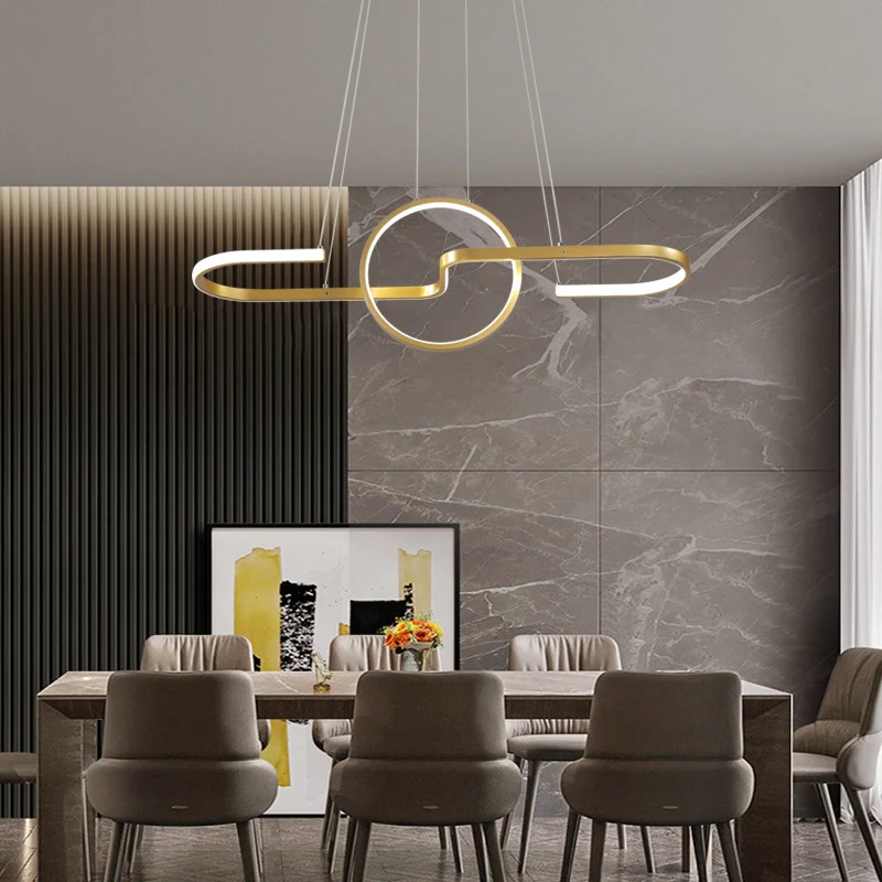 Ring en Curve eetkamer eiland hanglamp Metal Simplicity LED-plafondlamp Clearhalo