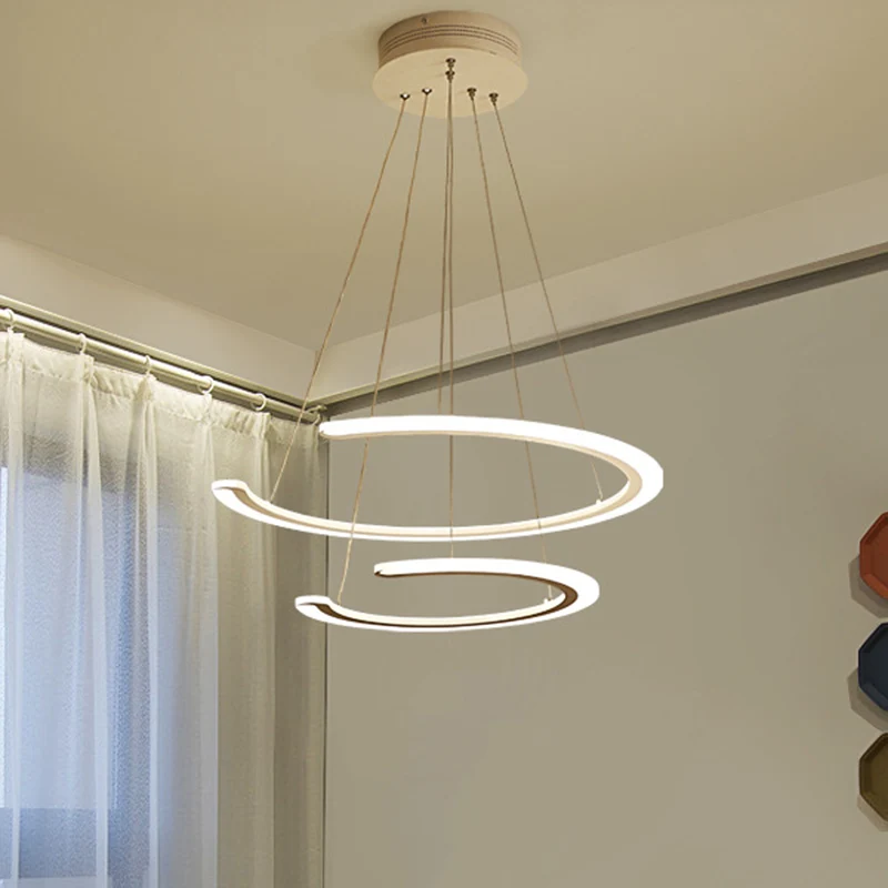 Ring Eetkamerkroonluchter Acryl LED 1/2/3 Licht Postmodern Plafondhanger Warm/Wit/Natuurlijk Licht Clearhalo