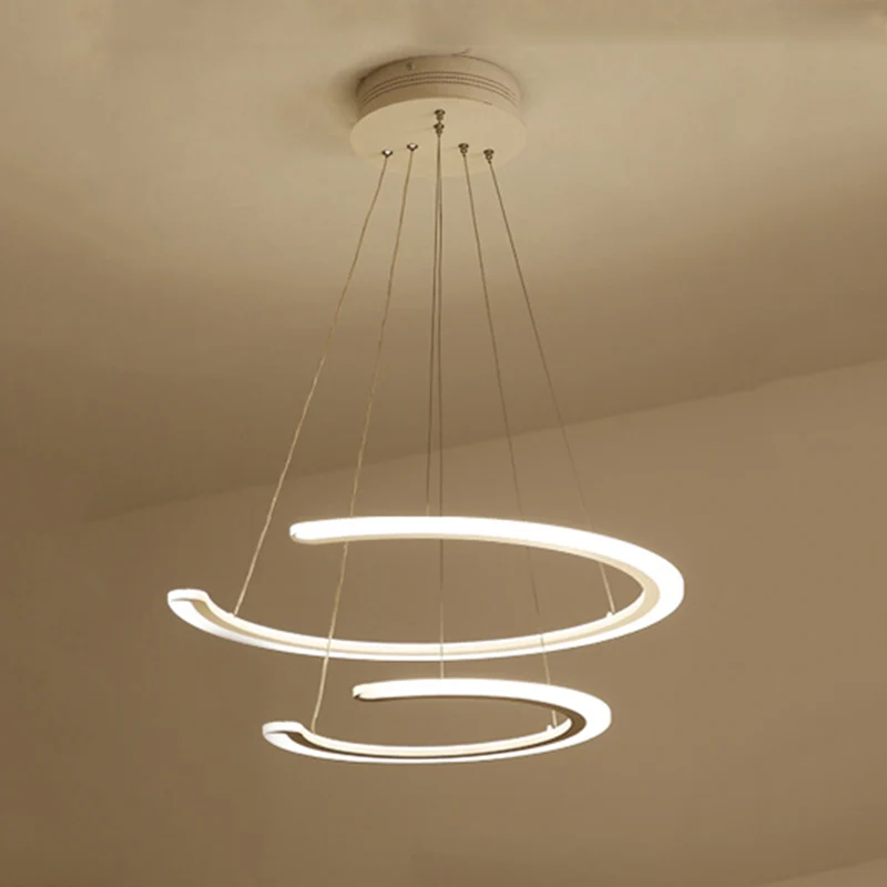 Ring Eetkamerkroonluchter Acryl LED 1/2/3 Licht Postmodern Plafondhanger Warm/Wit/Natuurlijk Licht Clearhalo