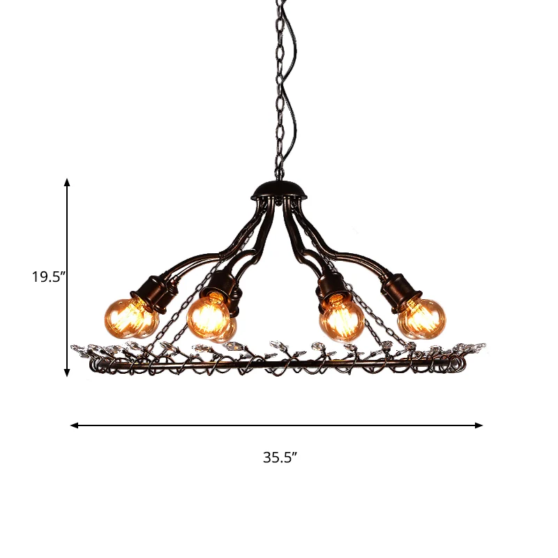 Ring hanglamp met heldere kristallen kraal Retro Country 8-lichts metalen kroonluchterlicht Clearhalo