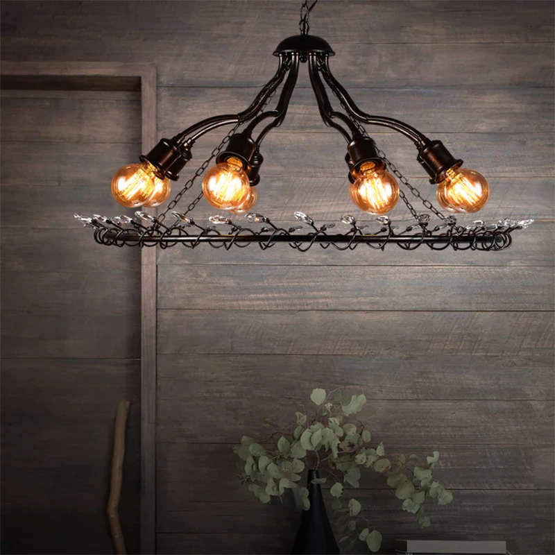 Ring hanglamp met heldere kristallen kraal Retro Country 8-lichts metalen kroonluchterlicht Clearhalo