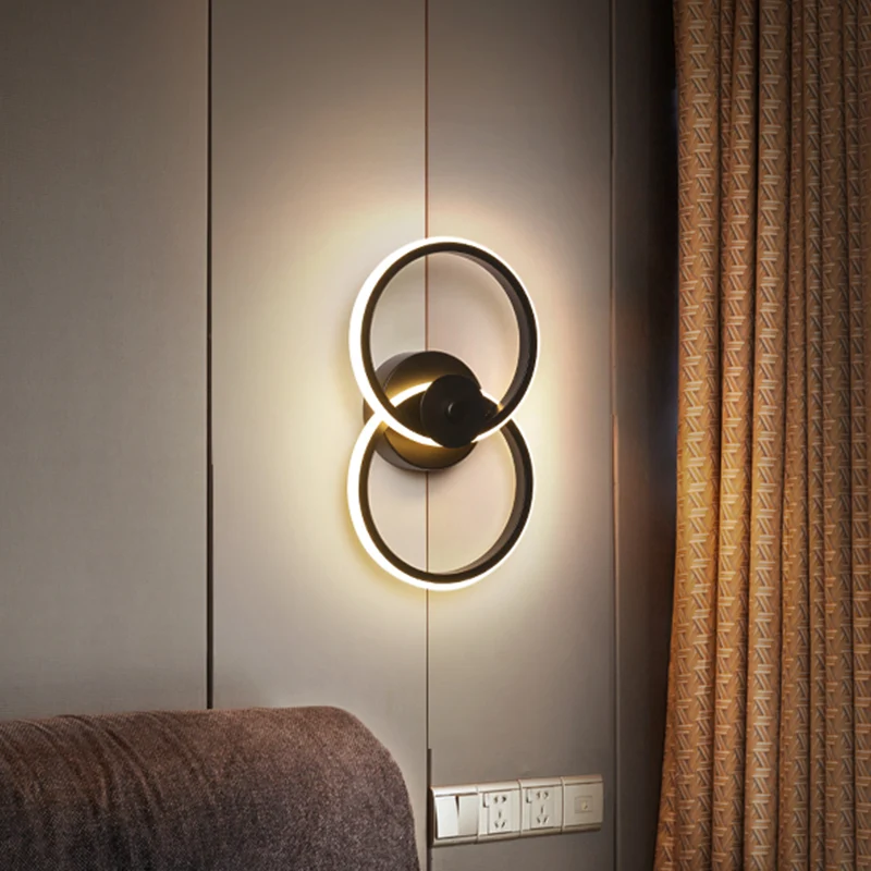 Ring inbouw wandkandelaar Minimalistische acryl zwart/witte LED-wandverlichtingsideeën warm/wit licht Clearhalo