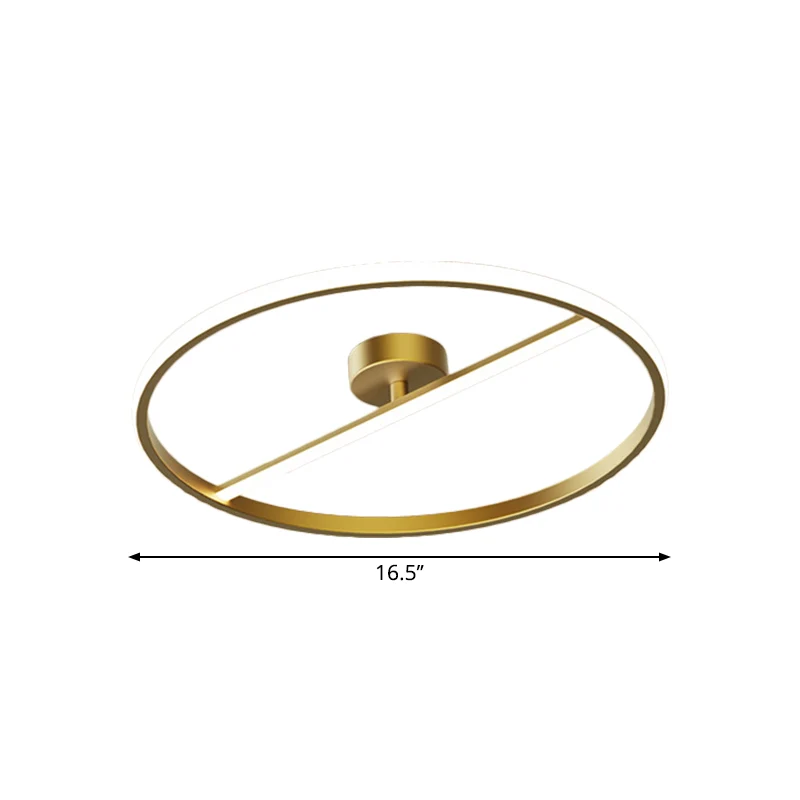 Ring- en lineair metalen plafondinbouwmodern LED-gouden halfverzonken lichtarmatuur, warm/wit licht Clearhalo