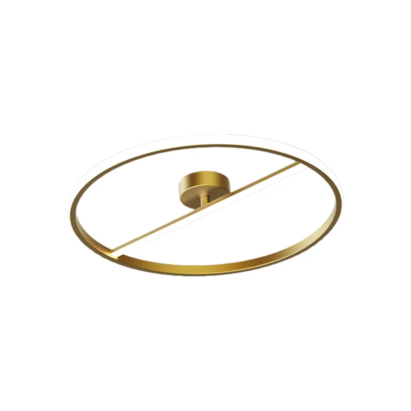 Ring- en lineair metalen plafondinbouwmodern LED-gouden halfverzonken lichtarmatuur, warm/wit licht Clearhalo
