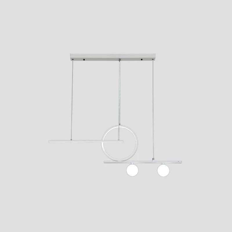 Ring- en lineaire eetkamer LED-hanglamp Metalen minimalistische eilandplafondlamp met bolvormige acrylkap Clearhalo