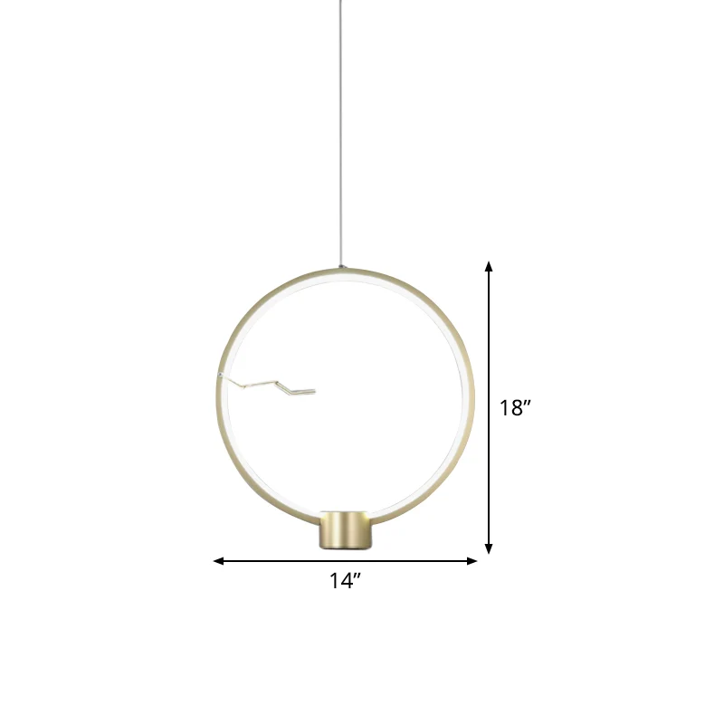 Ring metalen hangende hanglamp minimalistische LED gouden plafondlamp wit/warm licht Clearhalo