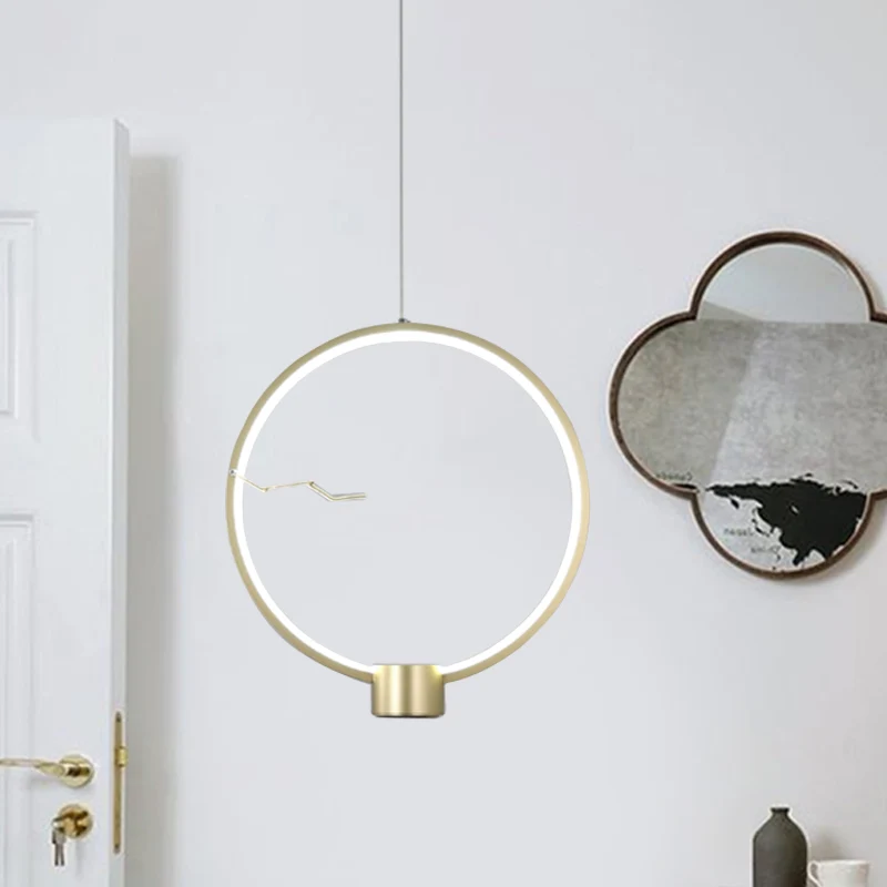 Ring metalen hangende hanglamp minimalistische LED gouden plafondlamp wit/warm licht Clearhalo