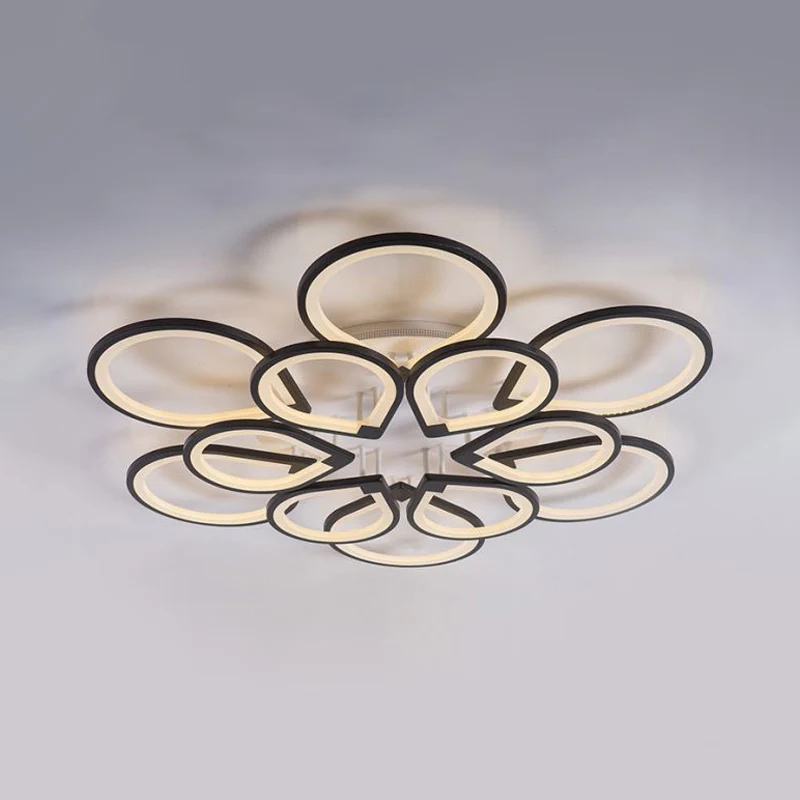 Ring Petal LED-plafondmontagelamp Woonkamer Modern Neutraal/Warm/Wit Plafondlamp zwart Clearhalo