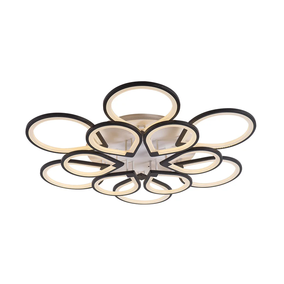 Ring Petal LED-plafondmontagelamp Woonkamer Modern Neutraal/Warm/Wit Plafondlamp zwart Clearhalo