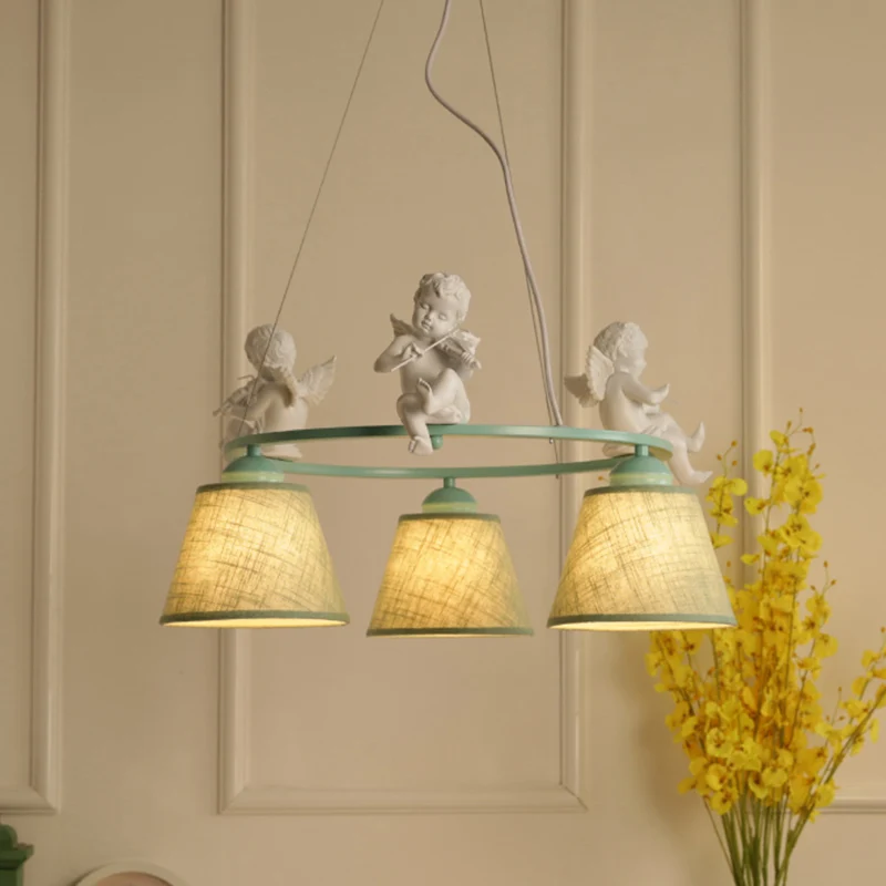 Ring Villa kroonluchter met vogel en taps toelopende kap Metalen hanglamp rustieke stijl groen Clearhalo