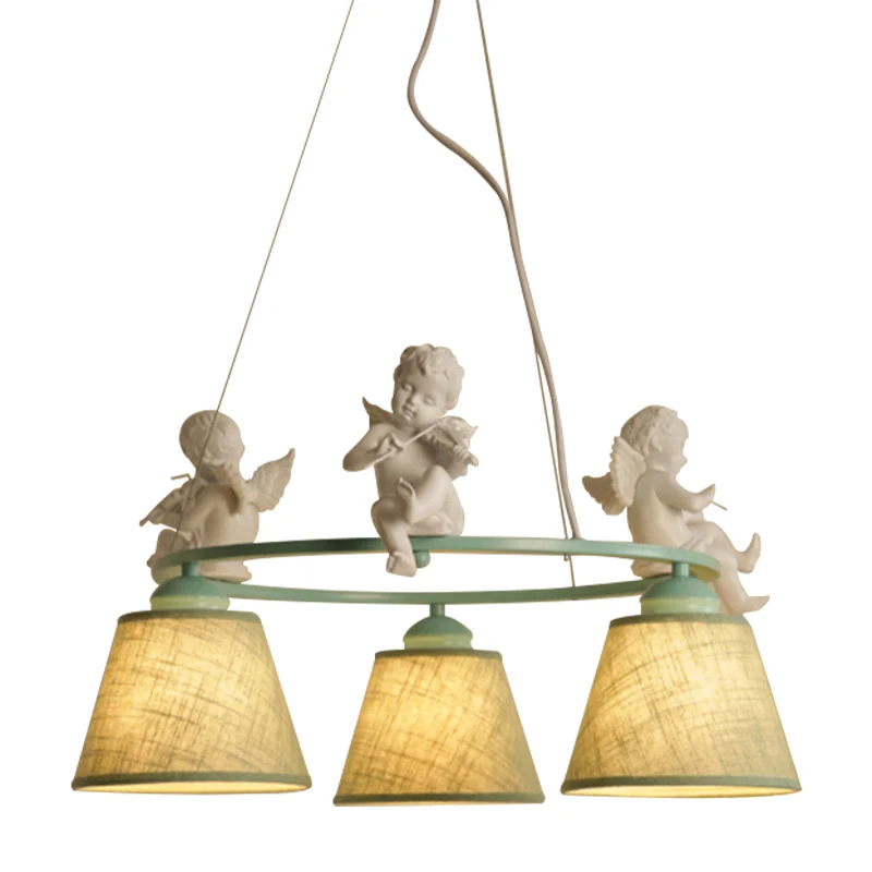 Ring Villa kroonluchter met vogel en taps toelopende kap Metalen hanglamp rustieke stijl groen Clearhalo