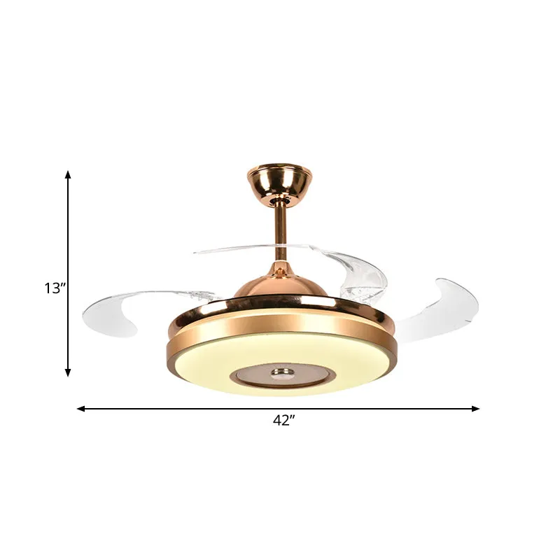 Ring Woonkamerventilator Verlichting Eenvoudig Acryl LED Goud Semi-inbouwplafondlamp met 4 heldere bladen, 36"/42" breed C...