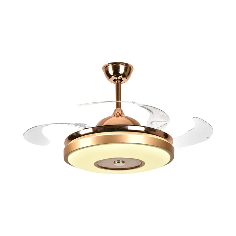 Ring Woonkamerventilator Verlichting Eenvoudig Acryl LED Goud Semi-inbouwplafondlamp met 4 heldere bladen, 36"/42" breed C...