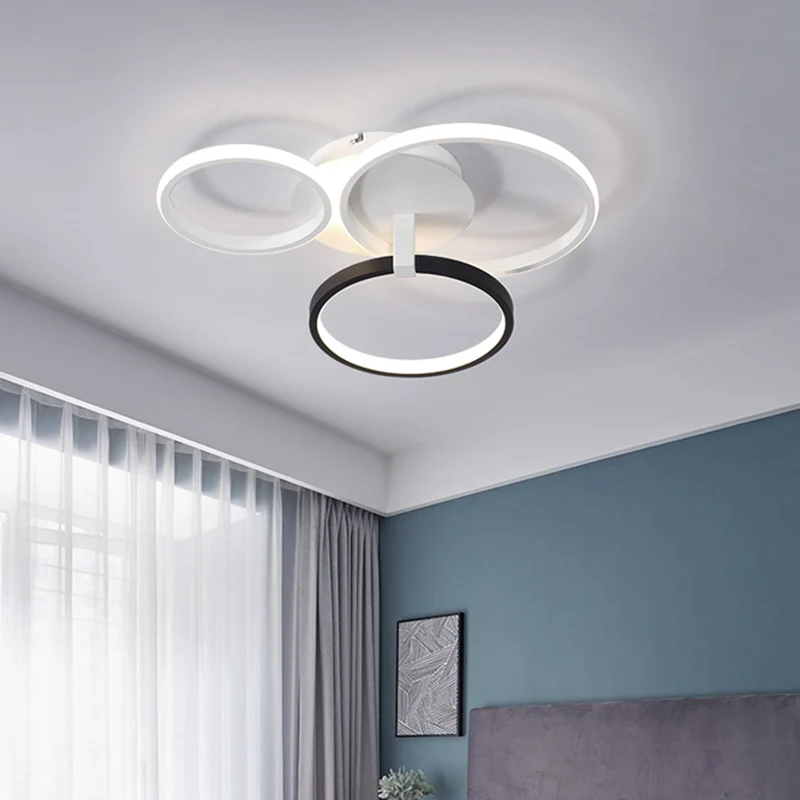 3 ringen semi-inbouw modernistisch acryl grijs/wit/zwart-wit LED inbouw plafondlamp Clearhalo