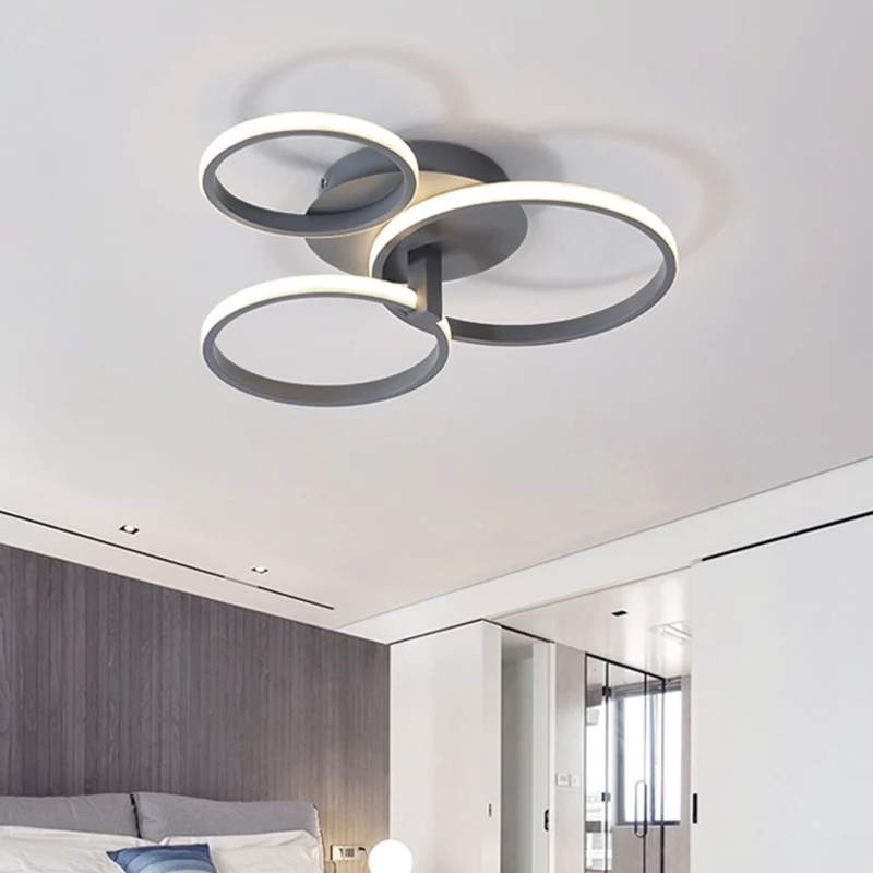 3 ringen semi-inbouw modernistisch acryl grijs/wit/zwart-wit LED inbouw plafondlamp Clearhalo