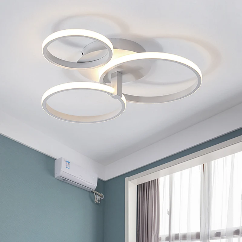 3 ringen semi-inbouw modernistisch acryl grijs/wit/zwart-wit LED inbouw plafondlamp Clearhalo