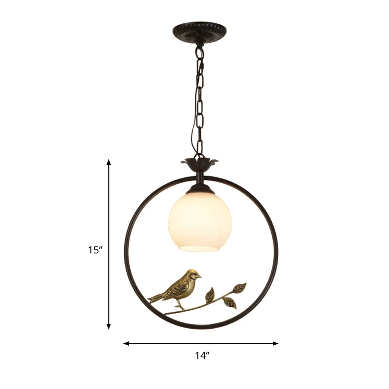 1 Ring-hanglamp Minimalistisch goud/zwart metalen hanglamp met vogeldecoratie Clearhalo