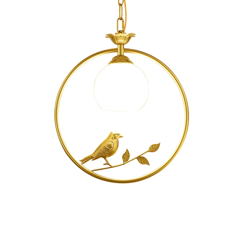 1 Ring-hanglamp Minimalistisch goud/zwart metalen hanglamp met vogeldecoratie Clearhalo