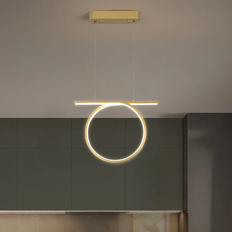 Ringhanglamp Scandinavische stijl metallic LED gouden ophangverlichting voor eetzaal Clearhalo