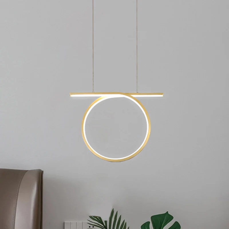 Ringhanglamp Scandinavische stijl metallic LED gouden ophangverlichting voor eetzaal Clearhalo