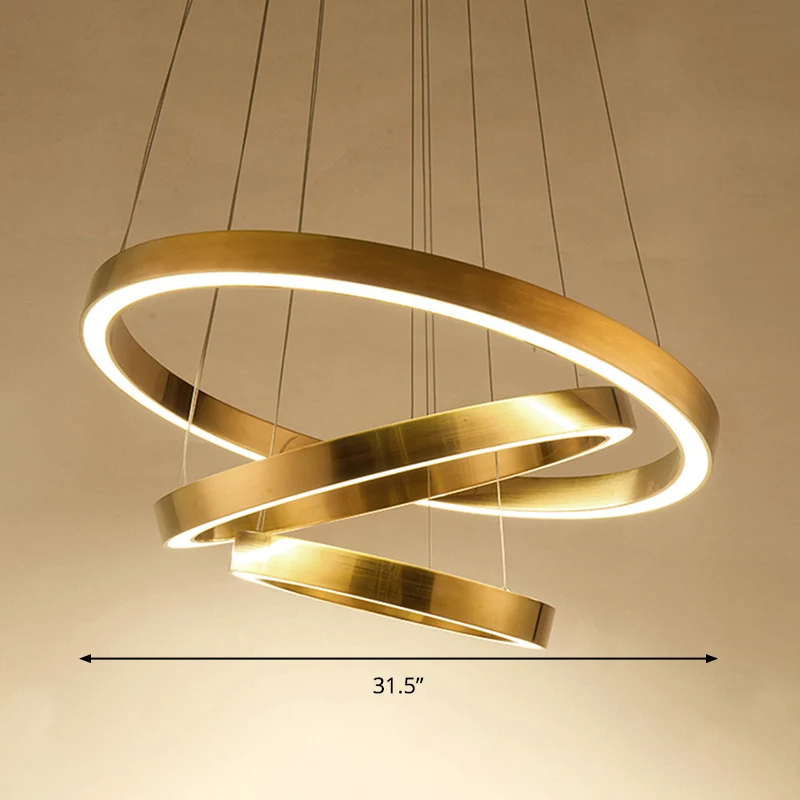 Ringkroonluchter licht postmodern metaal goud LED hanglampset voor woonkamer, warm/wit licht Clearhalo