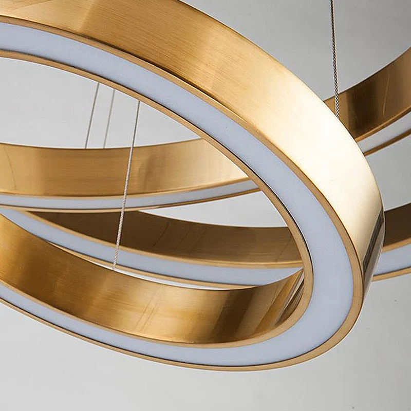 Ringkroonluchter licht postmodern metaal goud LED hanglampset voor woonkamer, warm/wit licht Clearhalo