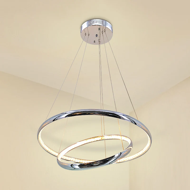 Ringkroonluchterhanger Hedendaagse acryl LED-zilveren plafondlamp warm/wit licht Clearhalo