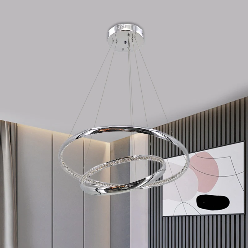 Ringkroonluchterhanger Hedendaagse acryl LED-zilveren plafondlamp warm/wit licht Clearhalo