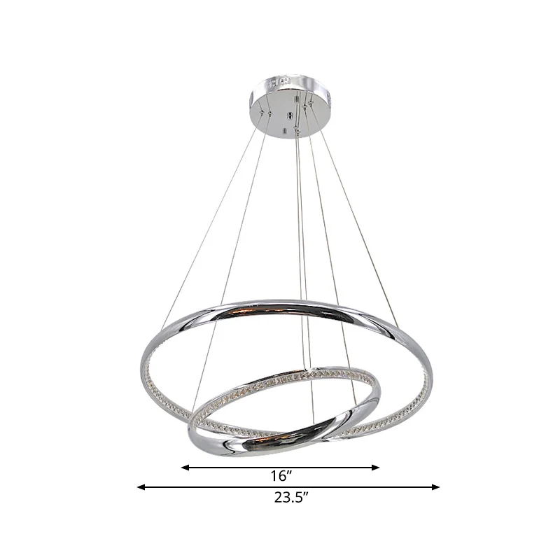 Ringkroonluchterhanger Hedendaagse acryl LED-zilveren plafondlamp warm/wit licht Clearhalo