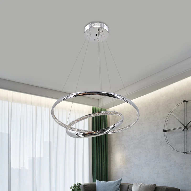 Ringkroonluchterhanger Hedendaagse acryl LED-zilveren plafondlamp warm/wit licht Clearhalo