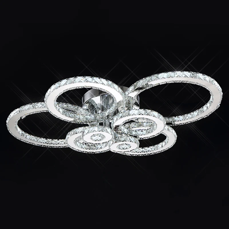 Ringvormige ingebedde kristallen LED semi-inbouw moderne roestvrijstalen plafondmontagelamp Clearhalo