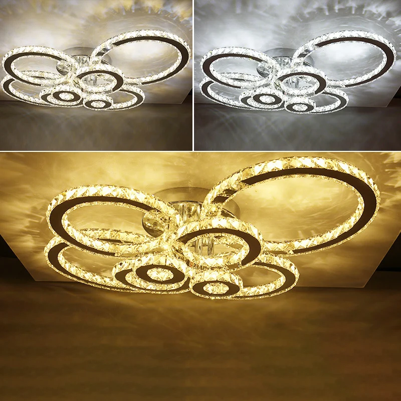 Ringvormige ingebedde kristallen LED semi-inbouw moderne roestvrijstalen plafondmontagelamp Clearhalo