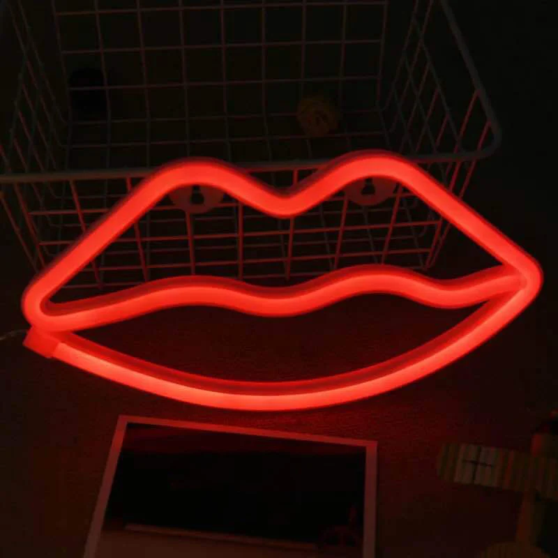Rode lipvormige nachtkastjelamp Moderne LED-kunststof wandverlichting voor kinderkamer Clearhalo