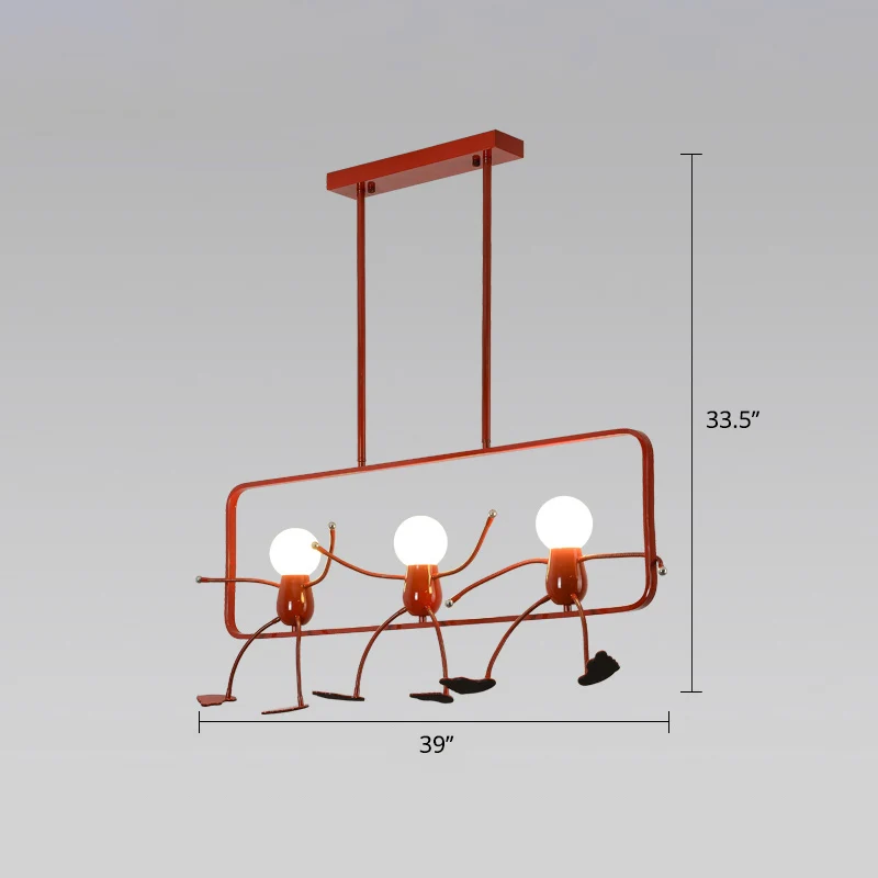 Rode Stick-Man kroonluchter nieuwigheid cartoon metalen hangende lamp voor kinderkamer Clearhalo