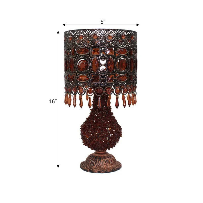 Roest Cilinder Nachtkastje Licht Art Deco Metaal 1 Lamp Woonkamer Nachtkastje Verlichting Clearhalo