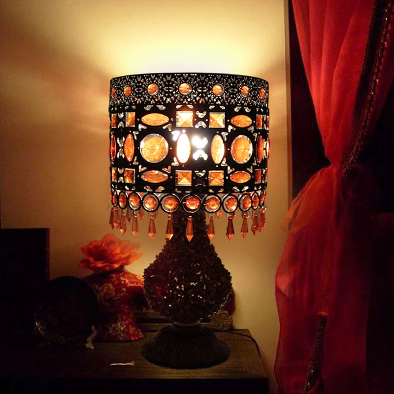 Roest Cilinder Nachtkastje Licht Art Deco Metaal 1 Lamp Woonkamer Nachtkastje Verlichting Clearhalo