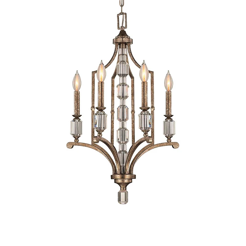 Roest Kandelaar Kroonluchter Verlichting Rustiek Kristal 4 Lichten Woonkamer Hanglamp Clearhalo
